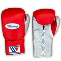 Profesyonel Kırmızı Galibiyetli Yetişkin Bağcıklı Boks Eldivenleri Hakiki Deri Kick Boks Antrenman Sparring Şok Emici Nefes Alabilen