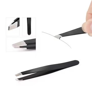 Juego profesional de pinzas para cejas de acero inoxidable, pinzas de belleza con punta inclinada y logotipo personalizado para salón y uso Personal, directo de fábrica - Product Image 6