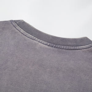 Luxury Embroidery Logo Black and <b>Grey</b> Acid Wash Crewnecks Oversize Crewneck for <b>Men</b> - Product Image 4