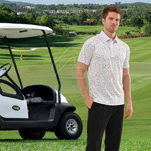 เสื้อกอล์ฟผู้ชายแขนสั้นผ้าโพลีเอสเตอร์แห้งสำหรับโปโลเสื้อยืดปักลายผ้าถักขายส่ง - Product Image 5