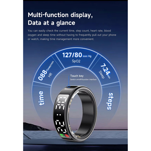 Boîtier de charge pour bague connectée avec écran LED, étanche IP68, en acier inoxydable, chargement magnétique, contrôle par application, suivi de santé, bague tendance - Product Image 3