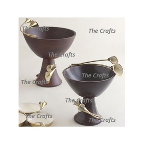 Juego de dos cuencos de madera para servir, tamaño personalizado, forma redonda, cuenco para servir postres de chocolate al mejor precio - Product Image 6