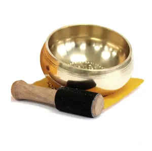 Latest Yoga Equipment Top Sale Hand made Tibetan Singing Bowl Best for Meditation Brass Made Gold Polished Sound Therapy Bowl