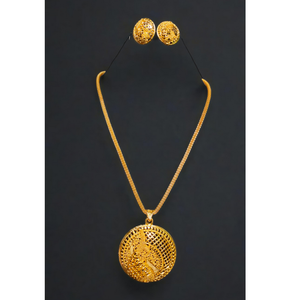 Ensemble de boucles d'oreilles collier de style indien serti de boucles d'oreilles collier à la mode plaqué or 22Ct pour les femmes portent des bijoux - Product Image 1