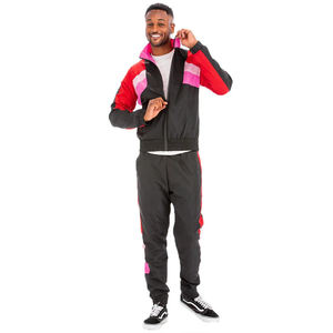 Tissé Nylon Polyester Coupe-Vent Pantalon Veste Patchwork Zip Personnalisable Pantalon Ensemble Deux Pièces Coupe-Vent Streetwear Survêtement - Product Image 4