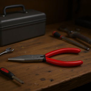 คีมปากยาว Knipex สีดำเคลือบอะโนไดซ์ หัวขัดเงา ด้ามจับเคลือบพลาสติก ปากคีมทรงสี่เหลี่ยมคางหมู - Product Image 3