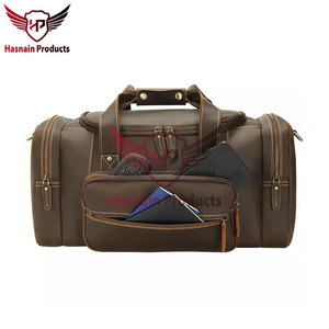Bolsa de lona de cuero grande para hombre de primera calidad con compartimento para zapatos-Bolsa de viaje de cuero Crazy Horse duradera para deportes - Product Image 3