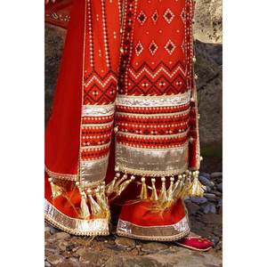 Ensemble de 3 pièces non cousues pour femmes, en tissu lawn brodé de zari, couleur rouille, élégant et stylé - Product Image 2