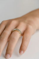 Bague de mariage Moissanite coupe baguette droite Vintage 1.80 TCW en or jaune massif 14 carats, demi-barre d'éternité ensemble bague empilable