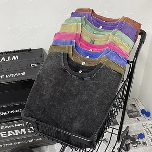 T-shirt pour homme en coton 100% lourd, surdimensionné, respirant, avec logo personnalisé, vintage, délavé à l'acide, délavé - Product Image 2