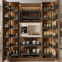 Panier coulissant d'angle personnalisé en alliage d'aluminium haut de gamme, organisateur de garde-manger intelligent à fermeture douce pour armoire de cuisine de luxe