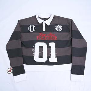 เสื้อแขนยาวสำหรับผู้ชายผ้าฝ้ายปักลายแถบโลโก้ตามสั่ง - Product Image 1