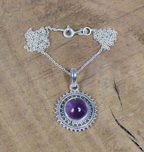 Collier pendentif en argent sterling améthyste, design floral fait à la main, bijoux en pierres précieuses, collier élégant, cadeaux pour femmes - Product Image 2