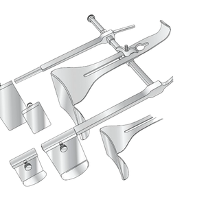 Écarteur Goligher manuel en acier inoxydable complet 2 lames centrales 1x90mm de large x 50mm de profondeur 1x90mm X 90mm de profondeur 2 paires latérales - Product Image 1
