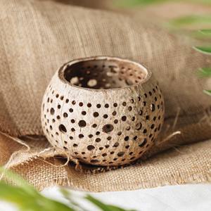 Support de bougie de bol de Coco pour décorations de mariage porte-bougie debout unique fait à la main à partir de coquilles de noix de Coco - Product Image 2