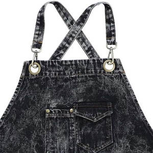 Delantal de peluquero de jeans azul personalizado de alta calidad, cintura de algodón de calidad, ropa de trabajo, correas de cuero de lona, pedido mínimo al por mayor - Product Image 4