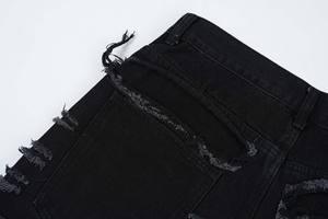 กางเกงขาสั้นผ้ายีนส์ยืดไม่ยืดสำหรับผู้ชายในฤดูร้อนชุดสตรีทแวร์ฟิตเนสตาข่ายเฟรนช์เทอร์รี่ยิมกางเกงขาสั้น XS" - Product Image 6