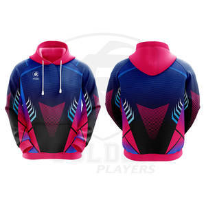 เสื้อฮู้ดแขนยาวของผู้ชายเสื้อสเวตเชิ้ตมีฮู้ดแบบซับลิเมชันเต็มสีชมพู - Product Image 2