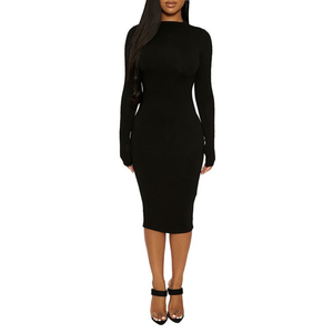 Naked Wardrobe Abito Midi a Maniche Lunghe Nero Taglia XS Traspirante con Decorazioni Intagliate Adatto per l'Ufficio Lunghezza al Pavimento Naturale - Product Image 1