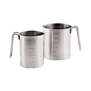 Pichet doseur en acier inoxydable de qualité supérieure avec poignée, marquages de capacité en relief pour les ingrédients liquides et secs - Product Image 1