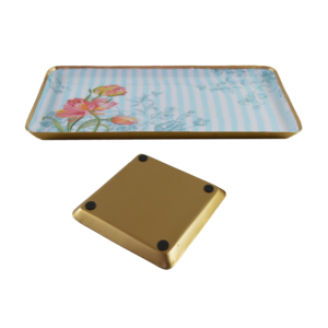 Luxury Gold Theme Metal Enamel Tray 2 Sizes <b>Kitchen</b> <b>Accessories</b> Serving Tray Wholesale Price Manufactured <b>Decorative</b> Purpose - Product Image 2