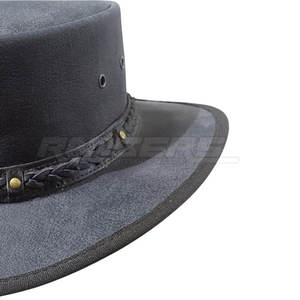 Sombreros de Vaquero Occidentales, Sombreros de Cuero Premium Trenzado Gris Oscuro Estilo Rancho para Hombre, Sombreros de Vaquero de Diseño Personalizado al por Mayor - Product Image 4