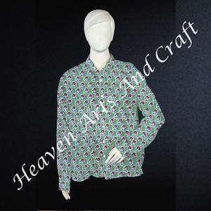 Casual para mujer bloque de mano impreso Floral algodón étnico desgaste indio verano camisa India y Pakistán ropa - Product Image 4