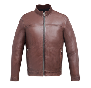 Custom Black Sheep Leather <b>Jacket</b> High Quality Casual <b>Biker</b> Style Stand Collar Breathable Satin Lining Winter Size 4XL Fabric - Product Image 1