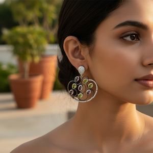 Boucles d'oreilles pendantes en or plaqué avec pierres précieuses pour femmes, bijoux de mode tendance - Product Image 3