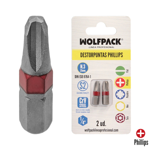 Destorpuntas Phillips N. 3 (2 Pezzi) Acciaio S2 al Cromo Vanadio - Product Image 1