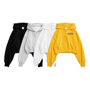 Cotton <b>Women's</b> <b>Cropped</b> Hoodie B2B Apparel Manufacturer <b>Women's</b> Sweatshirts Soft Fleece Long Sleeve <b>Women</b> <b>Hoodies</b> - Product Image 1