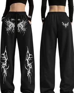 Customized <b>Black</b> Gothic Graphic Baggy Sweatpants For <b>Men</b> Women Oversized Streetwear Fleece Jogger <b>Pants</b> With All Over Print - Product Image 6