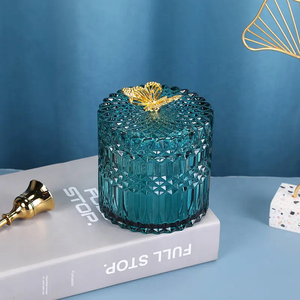 Tarros de velas de vidrio de lujo blancos y rojos con tapa de etiqueta personalizada, tarro de dulces de lujo de oro rosa galvanizado con corte <span class=keywords><strong>Geo</strong></span> - Product Image 6