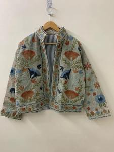 Suzani-Veste en velours vintage avec poche, brodée à la main, pour femmes, hiver - Product Image 4