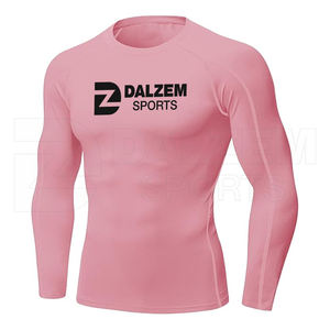 T-shirt de compression de sport en polyester 100% à séchage rapide sur mesure OEM ODM pour hommes chemise d'entraînement de gymnastique à motif solide vierge - Product Image 2