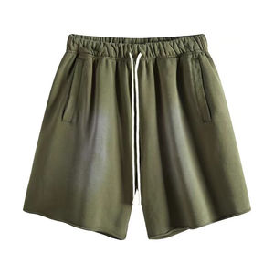 Pantalones cortos de entrenamiento de algodón de rizo personalizados Unisex, ropa activa de verano, cintura elástica cómoda de secado rápido, diseño lavado con ácido Vintage para hombres - Product Image 2