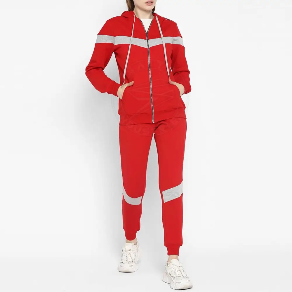 Color Block Hoodie   Pant Suit Best Price Cotton Fabric Autumn Tracksuits High Quality Latest Style Women Tracksuit
