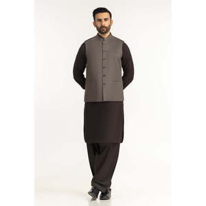 Basic Grey Men's <b>Summer</b> Eastern Wear Waistcoat with Button <b>Decoration</b> Regular Fit Outerwear Model WC-STY25-008 - Product Image 6