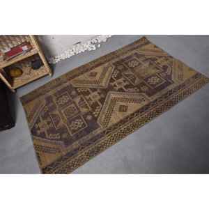 Alfombra de lana hecha a mano marrón Beige rústica 3,6X5,7 pies Vintage turco área grande rectángulo Patchwork para pasillo nueva alfombra de látex - Product Image 2