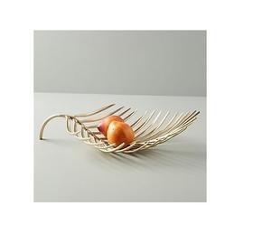 Hoja dorada en el interior con cuenco para servir con curvas de alta calidad texturizado, juego decorativo más vendido de 3 fruteros - Product Image 2