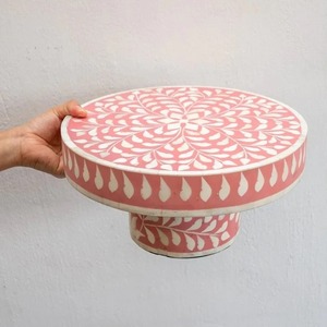 แท่นเค้กไม้ทำจากเรซินฝังลายดอกไม้พร้อมฐานหมุนอุปกรณ์ตกแต่งเค้ก - Product Image 4
