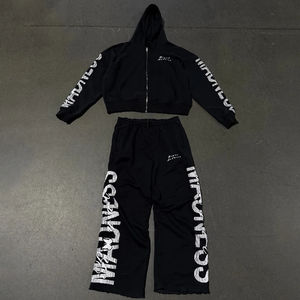 ชุดวอร์มสไตล์วินเทจสำหรับผู้ชายชุดวอร์มปักลายผ้าปะติด400GSM ซักแบบแห้งกรดออกแบบได้ตามต้องการ - Product Image 3