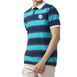 2023, venta al por mayor, 210 GSM, cuello acanalado a rayas para camiseta Polo, tela de punto de la mejor calidad, Impresión de logotipo personalizado antiarrugas - Product Image 2