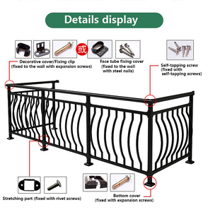 Exterior Powder Coated Solid Rod Patio Handmade Decorative Ornamental Outdoor Galvanized Steel <strong>Balcony</strong> Metal <strong>Railing</strong> - Product Image 6