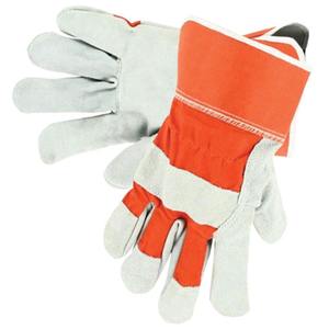 Guantes de trabajo de alta resistencia con puño de goma, guantes de aparejo canadienses industriales, protección de manos de seguridad dividida de cuero de vaca - Product Image 6