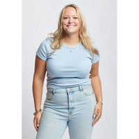 Kaos Crop Top Slim Fit Wanita Berbahan Denim Flanel Batik Micro Rib dengan Aplikasi Hollow Out yang Dapat Disesuaikan untuk Bayi Perempuan