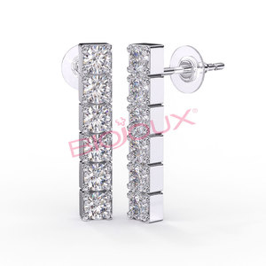 Biojoux Brand BJT221-Pendientes de circonitas en línea de 18mm para mujer Pendientes de tuerca hipoalergénicos - Product Image 3