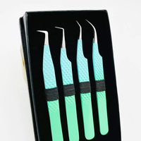 Pince à épiler professionnelle Abonnie en acier inoxydable pour extensions de cils, avec grip en fibre, étiquette privée, 75 45 90 degrés, durable et confortable