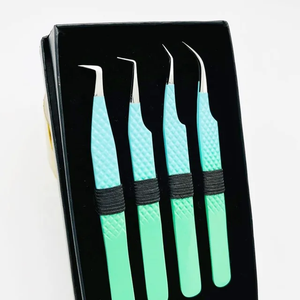 Pince à épiler professionnelle Abonnie en acier inoxydable pour extensions de cils, avec grip en fibre, étiquette privée, 75 45 90 degrés, durable et confortable - Product Image 2