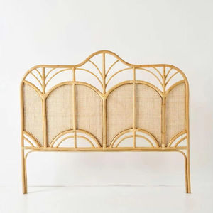 Curved Design Rattan Headboard Handcrafted Natural Cane <b>Bed</b> Accent, Elegant Boho Bedroom Furniture for <b>Queen</b> and King <b>Size</b> <b>Beds</b> - Product Image 1